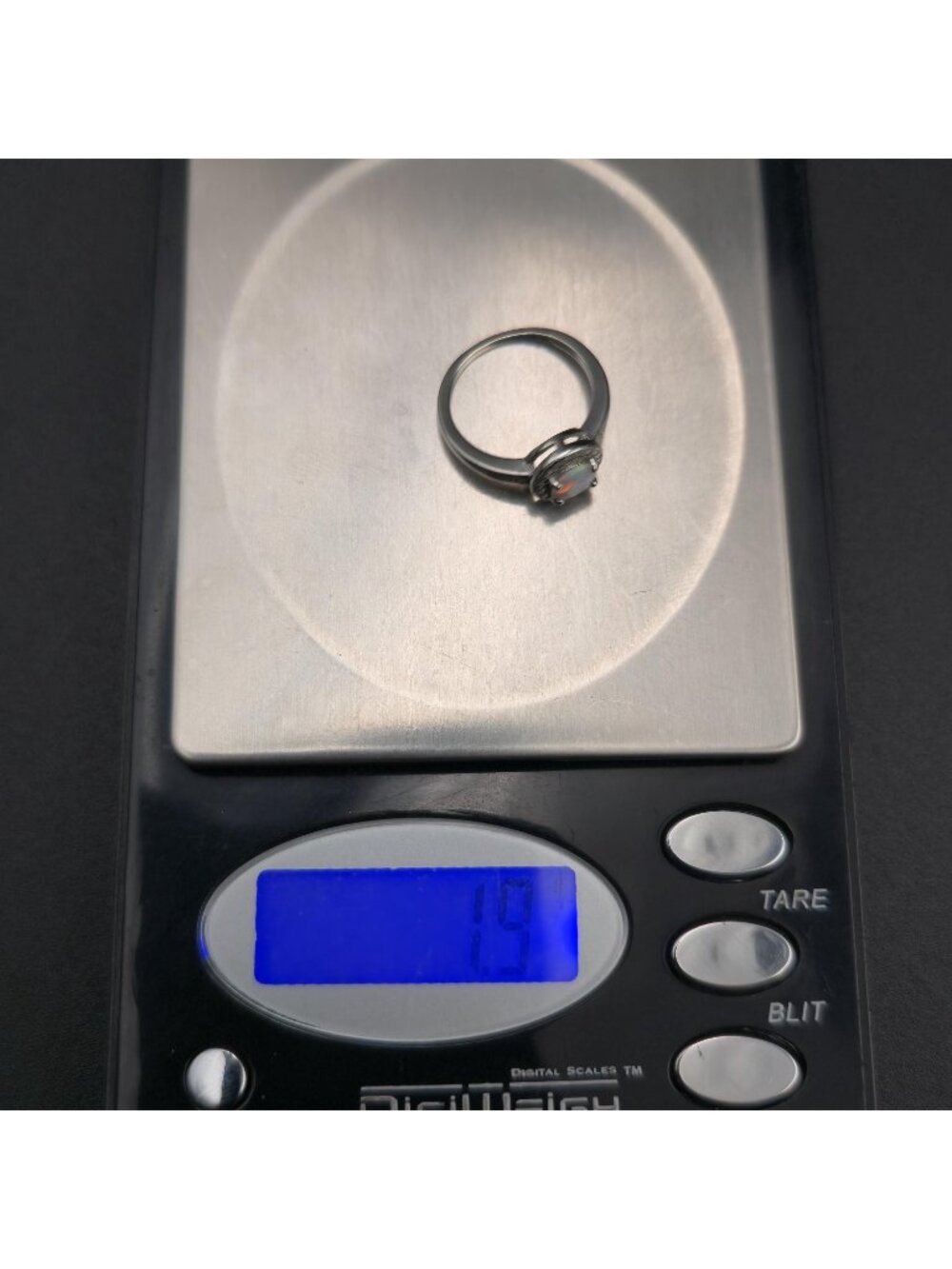 Size 5 Sterling Silver Round White Opal Halo Ring with Cubic Zirconia Ring A7487 - Picture 9 of 9